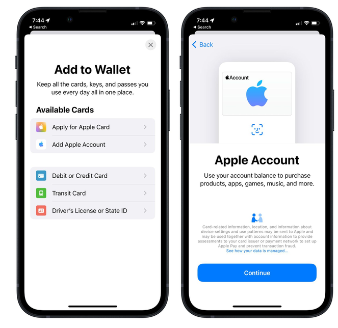 无棣苹果手机维修分享iOS 15.5钱包App如何添加 Apple 账户 
